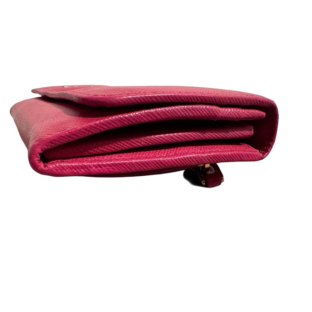 Authentic Prada Saffiano Leather Continental Flap Wallet - Pink Gold Accents EUC - Picture 5 of 17